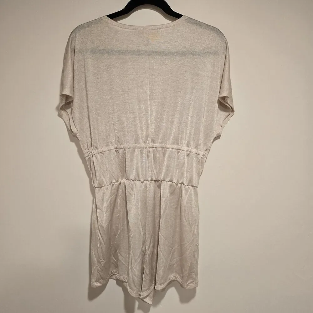 Victorias Secret Romper Medium Womens Beige Drawstring Shimmer Intimates Coverup